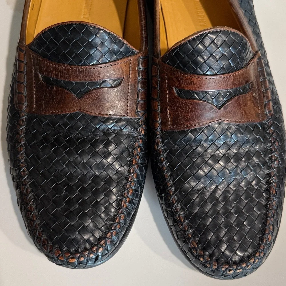 Johnston & Murphy Two Tone Woven Leather Dress Penny Loafers - size 11